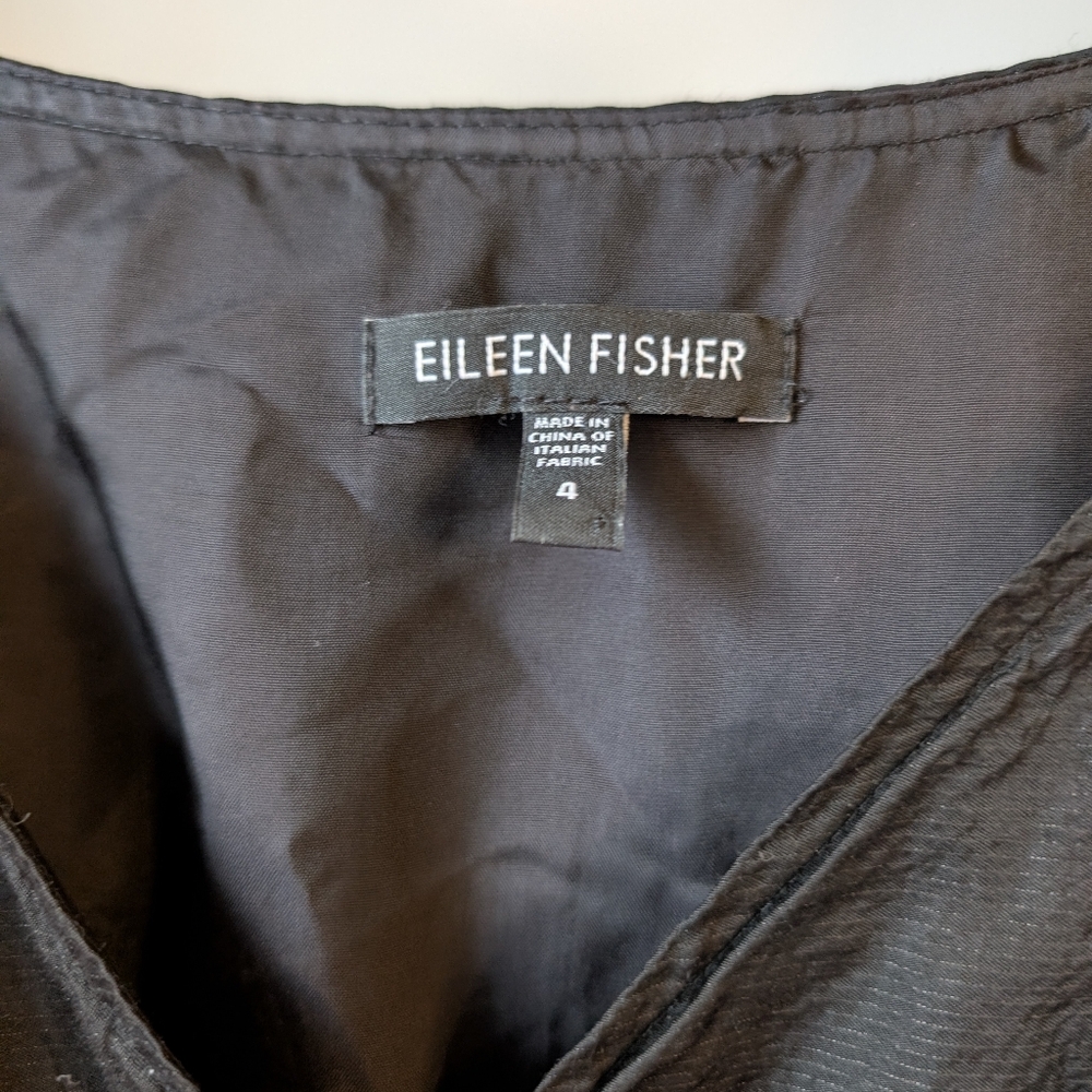 Eileen Fisher Women's Wrap Dress Midi Black Sz 4 Feminine Quiet Luxury Old Money - Picture 8 of 11